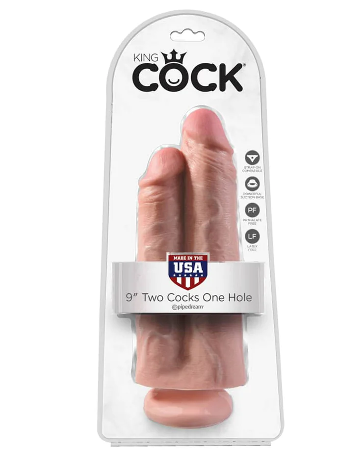 King Cock 9 inch Two Cocks One Hole
