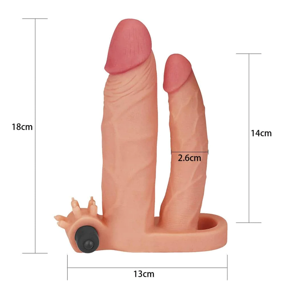 Add 1" Vibrating Double Penis Sleeve