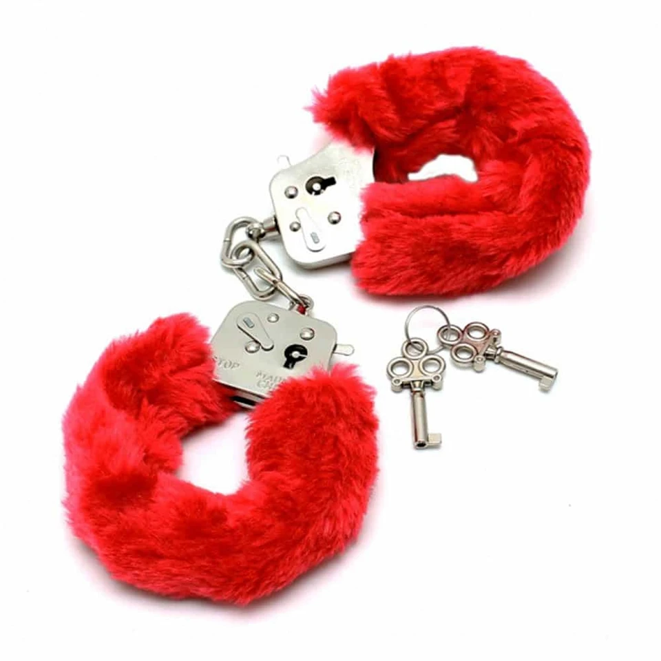 Police Handcuffs With Soft Red Fur