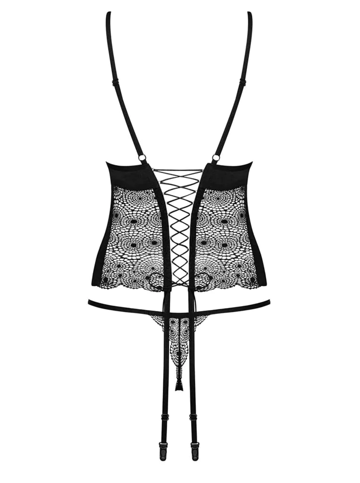 Sharlotte corset & thong black  S/M