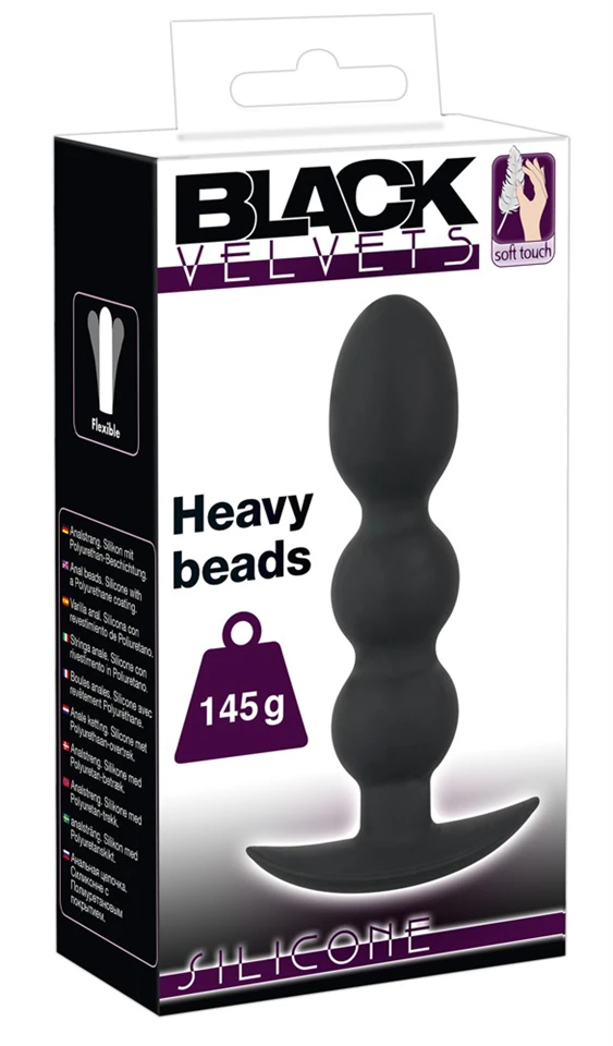 Black Velvet Heavy - 145g-os gömbös anál dildó (fekete)