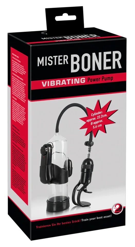 Mister Boner Vibrating - vibrációs péniszpumpa (áttetsző-fek