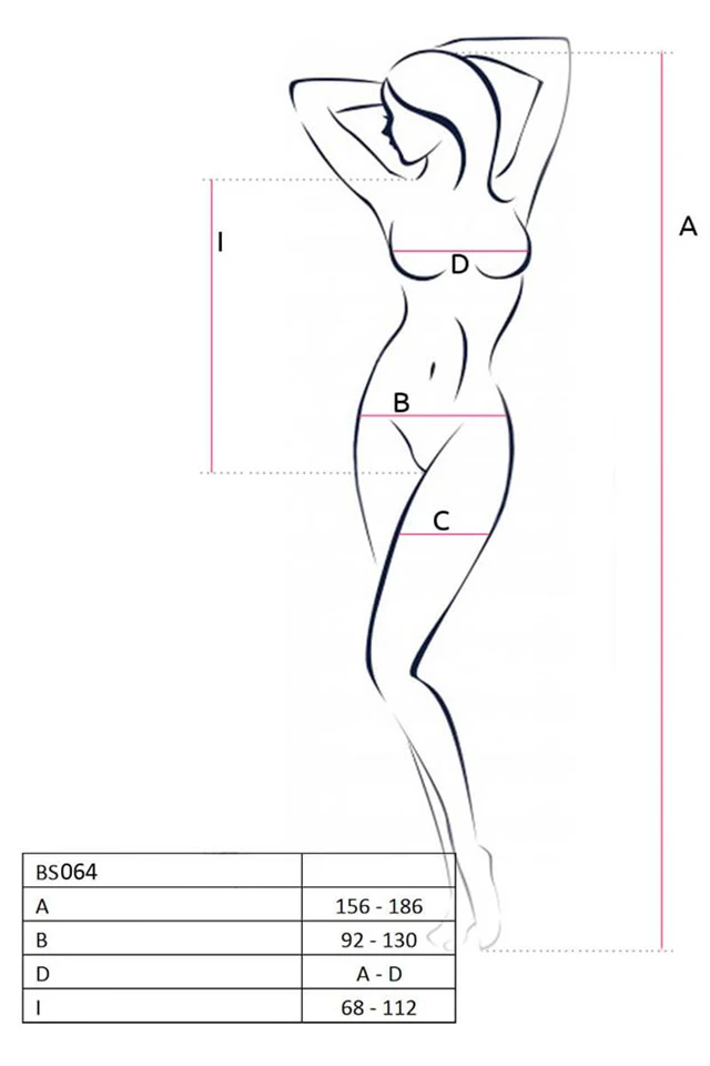 Passion BS064 - angyalszárnyas, nyitott necc body (fekete) -