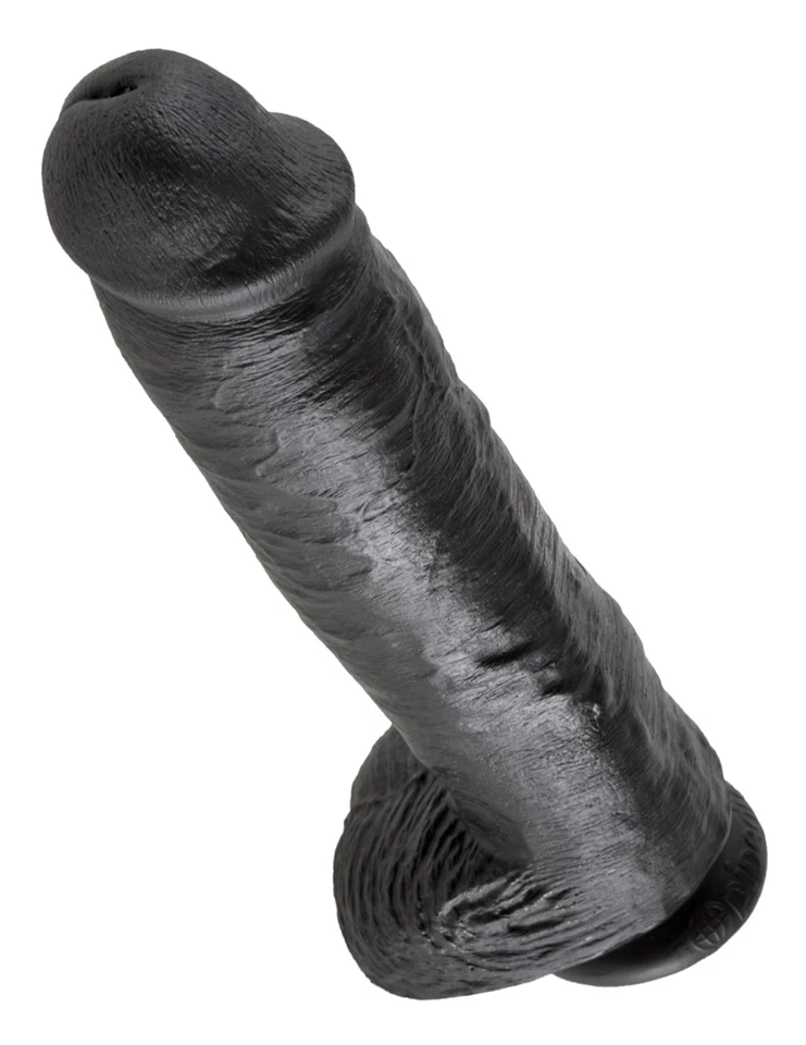 King Cock 11 - nagy tapadótalpas, herés dildó (28cm) - feket