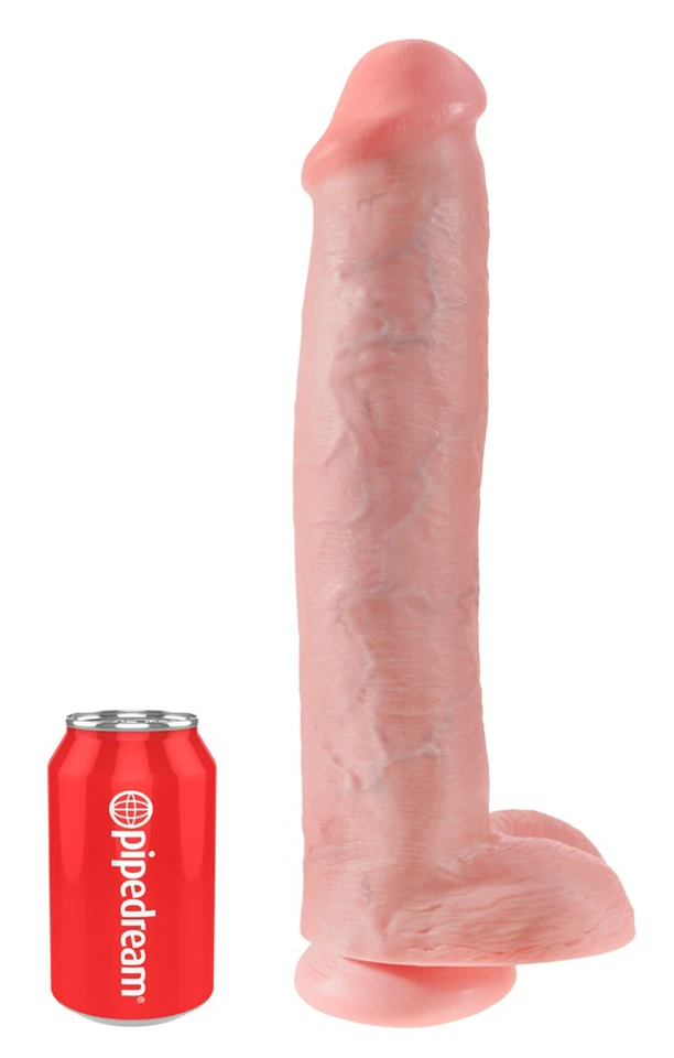 King Cock 15 - gigantikus, tapadótalpas, herés dildó (38cm) 