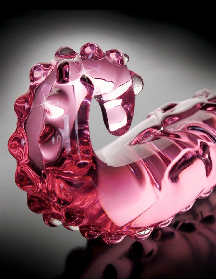 Icicles No. 24 - bordás nyelv üveg dildó (pink)