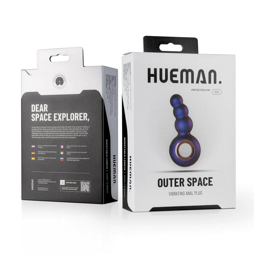 Hueman Outer Space - akkus, gyöngyös anál vibrátor fogógyűrű