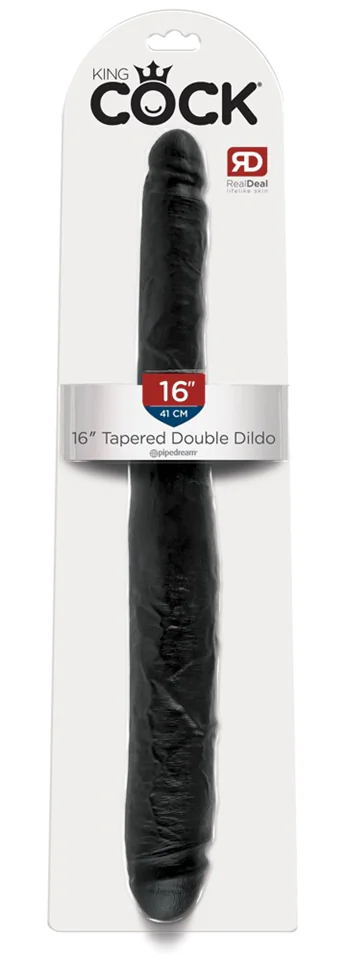 King Cock 16 Tapered - élethű dupla dildó (41cm) - fekete