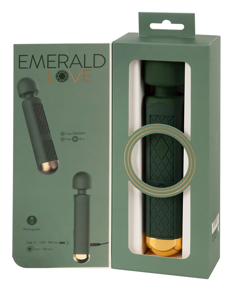 Emerald Love Wand - akkus, vízálló masszírozó vibrátor (zöld