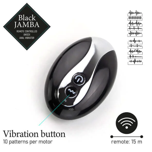 FEELZTOYS Black Jamba - akkus, rádiós, melegítős anál vibrát