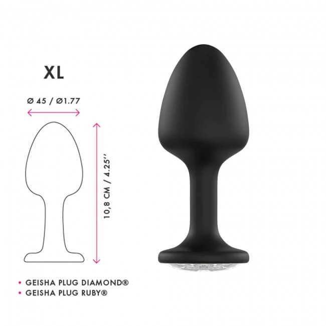 Dorcel Geisha Plug Diamond XL - fehér köves anál dildó (feke