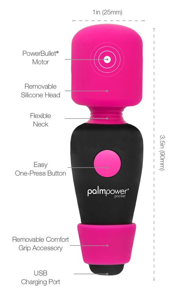PalmPower Pocket Wand - akkus, mini masszírozó vibrátor (pin