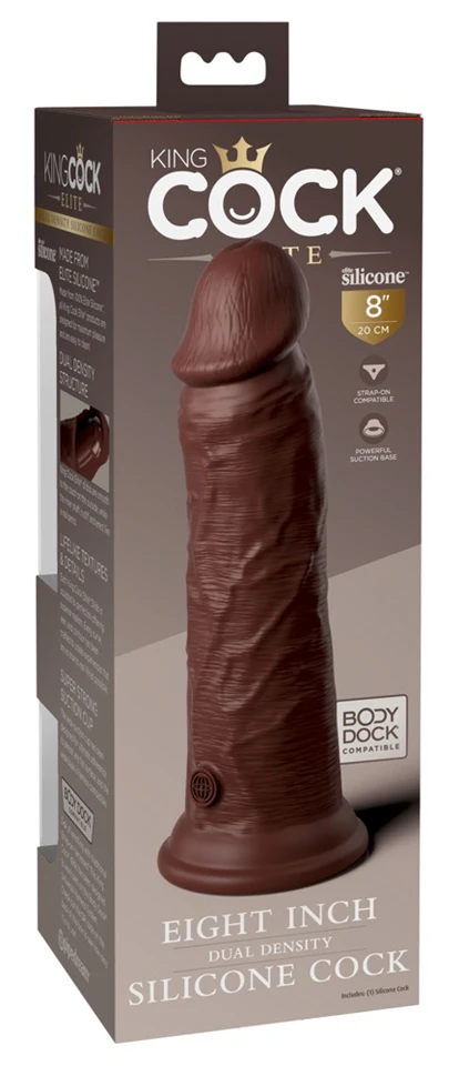 King Cock Elite 8 - tapadótalpas, élethű dildó (20cm) - barn