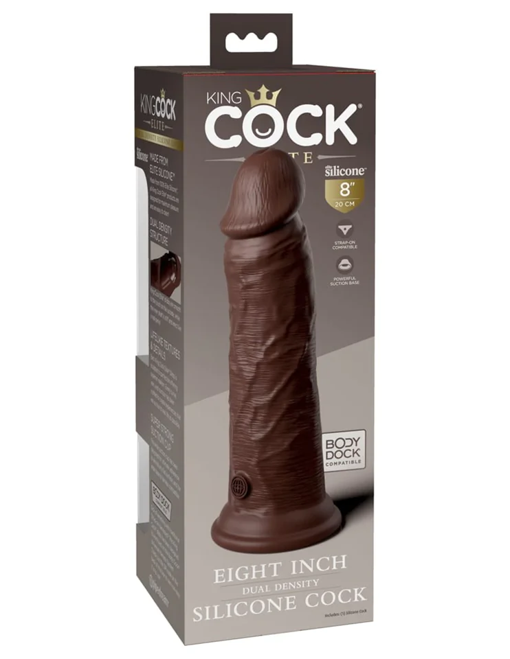 8" Dual Density Silicone Cock  Brown