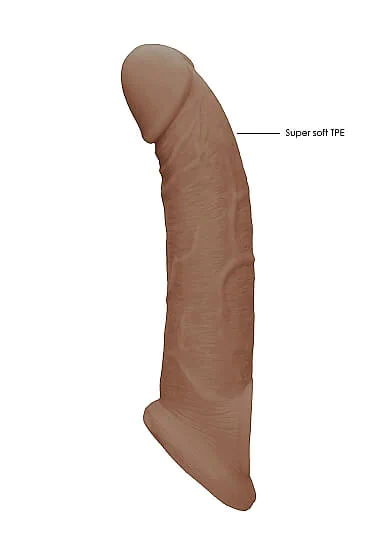 RealRock Penis Sleeve 9 - péniszköpeny (23cm) - sötét natúr