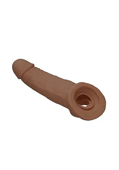 RealRock Penis Sleeve 9 - péniszköpeny (23cm) - sötét natúr
