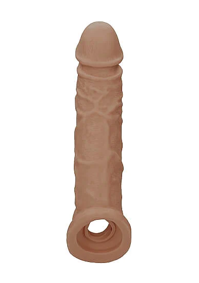 RealRock Penis Sleeve 8 - péniszköpeny (20cm) - sötét natúr