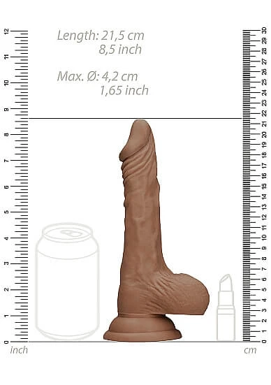 RealRock Dong 8 - élethű, herés dildó (20cm) - sötét natúr