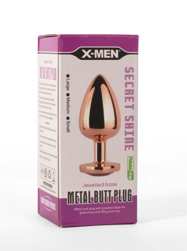 X-MEN Secret Shine Metal Butt Plug Rose Gold Heart L