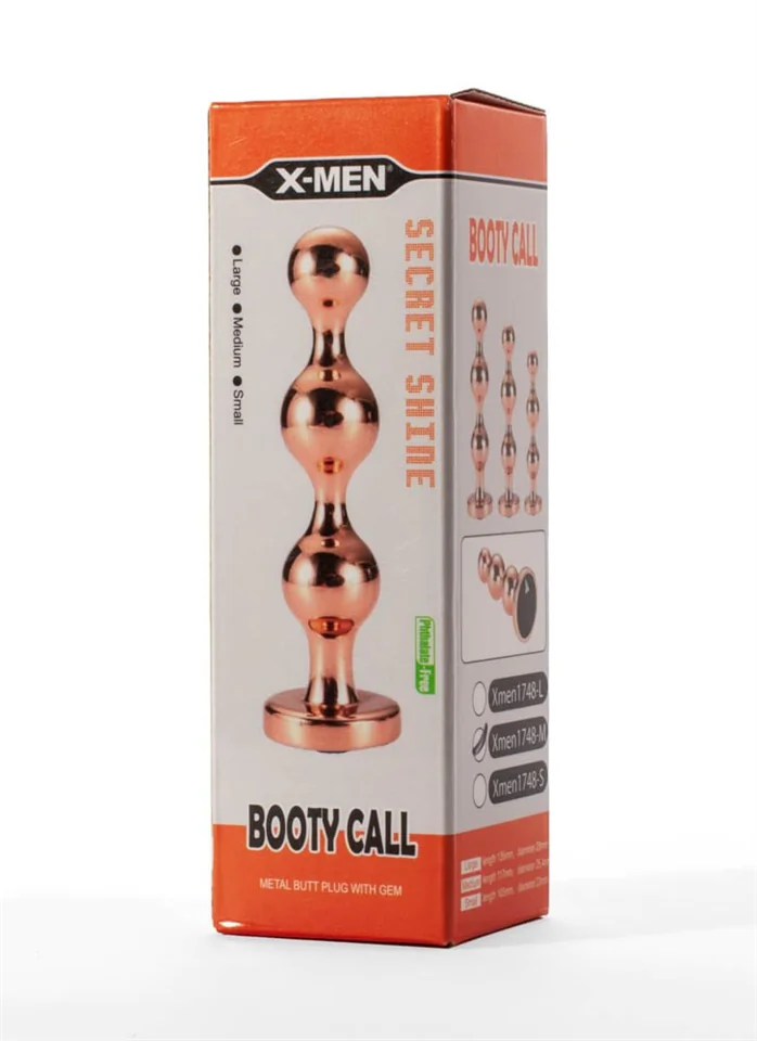 X-Men Secret Shine Booty Call Metal Butt Plug with Gem Gold M