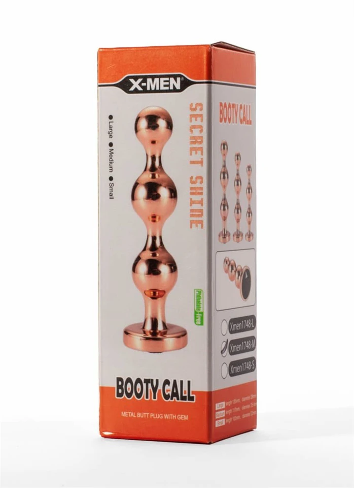 X-Men Secret Shine Booty Call Metal Butt Plug with Gem Gold S