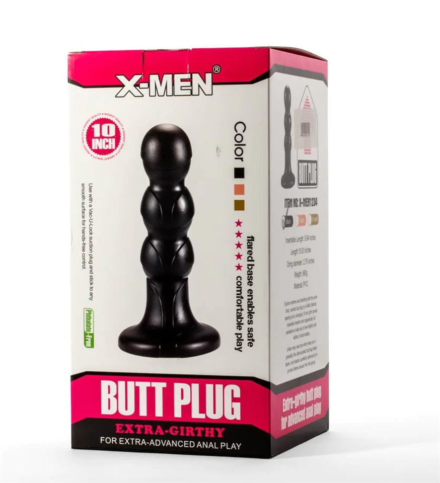 X-Men 10" Extra Girthy Butt Plug Black V