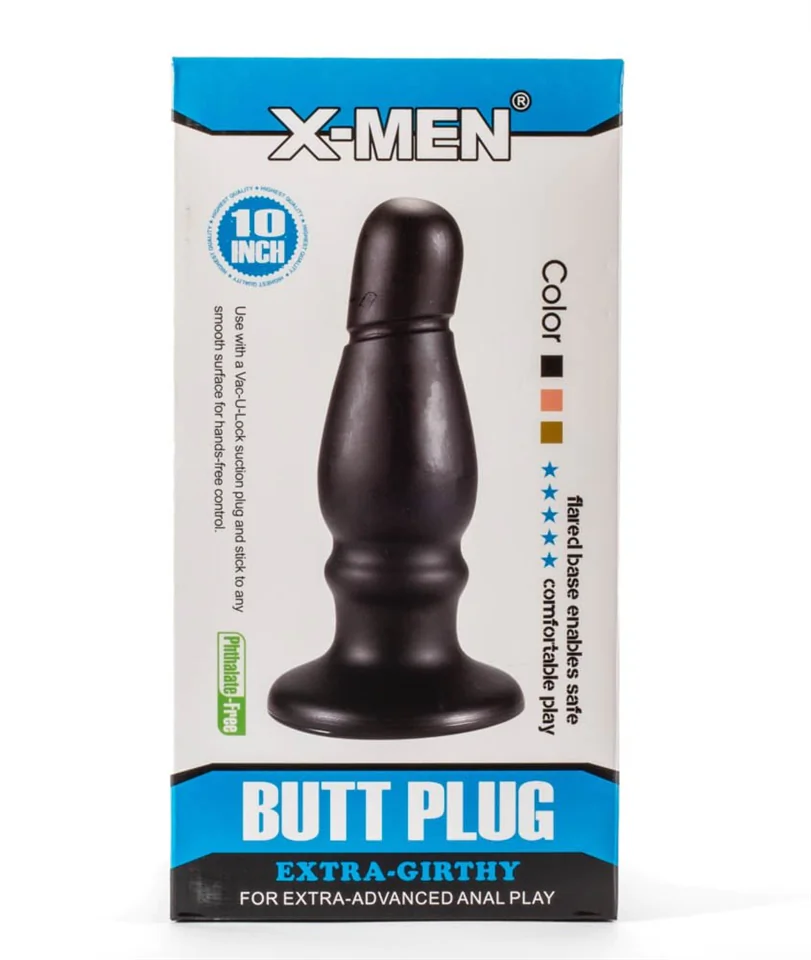X-Men 10" Extra Girthy Butt Plug Black VII