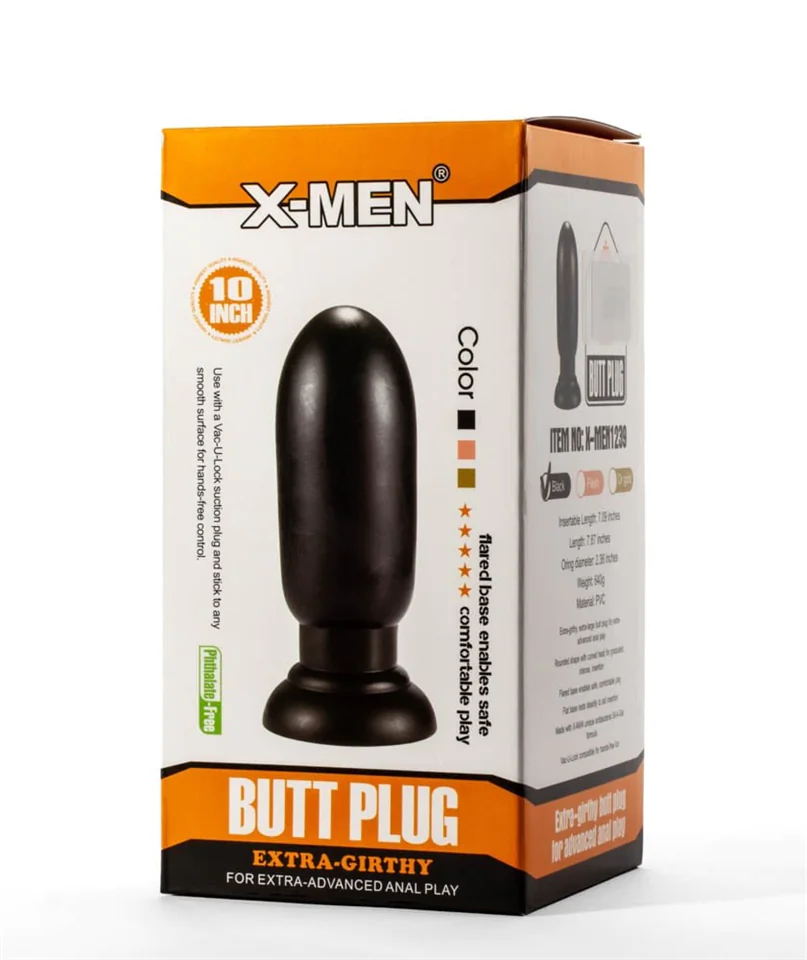 X-Men 7.87" Extra Girthy Butt Plug Black