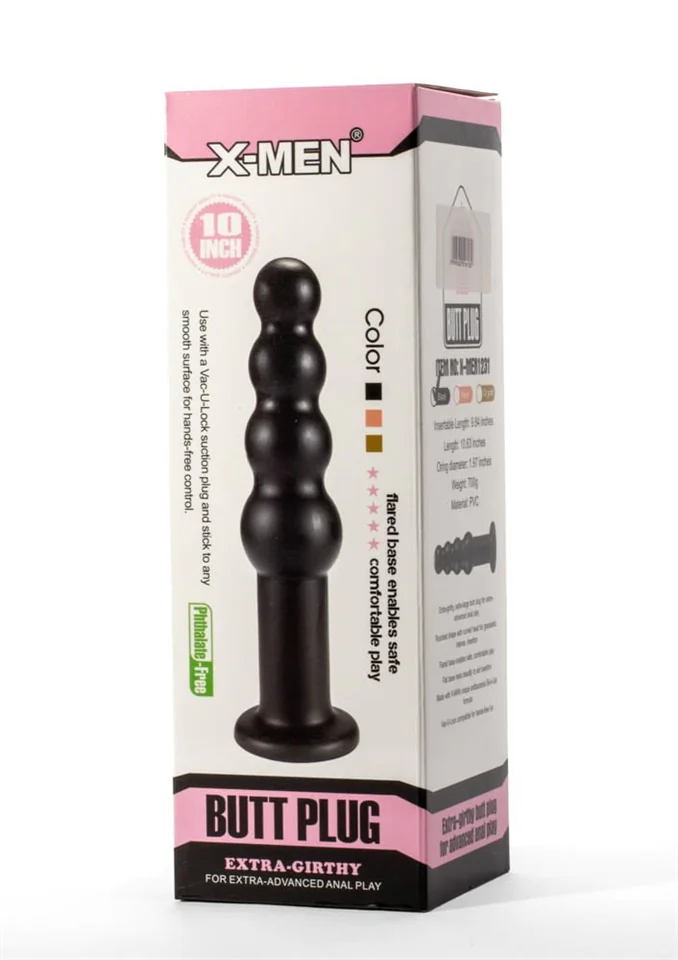 X-Men 10" Extra Girthy Butt Plug Black II