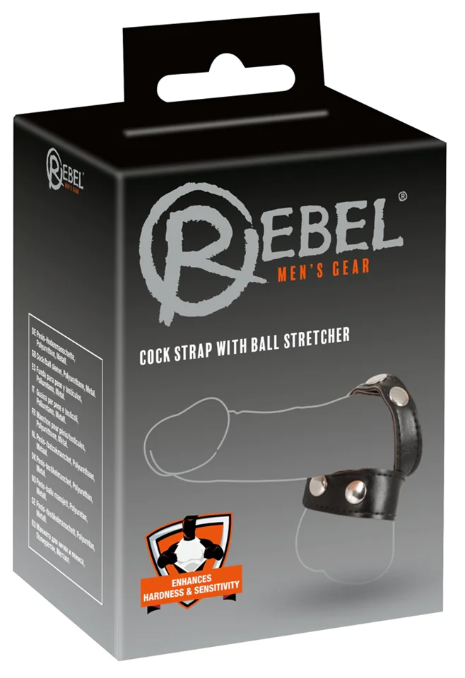 Rebel Cock Strap - szegecses here- és péniszgyűrű (fekete)