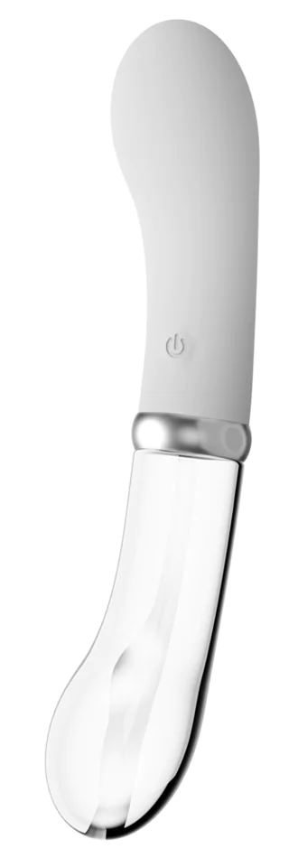 Liaison - akkus, szilikon-üveg LED G-pont vibrátor (áttetsző-fehér)