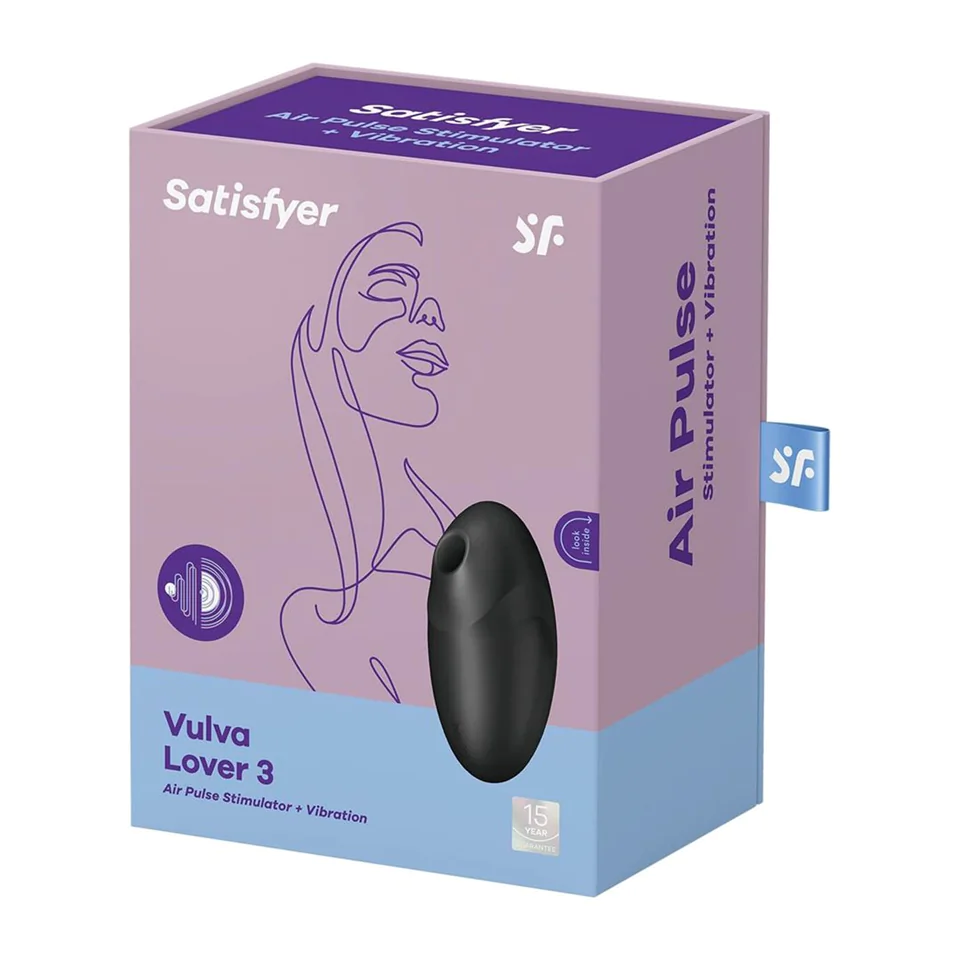 Satisfyer Vulva Lover 3 - akkus, léghullámos csiklóizgató vibrátor (fekete)