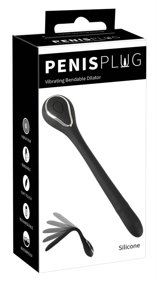 Penis Plug - akkus húgycsővibrátor (fekete)