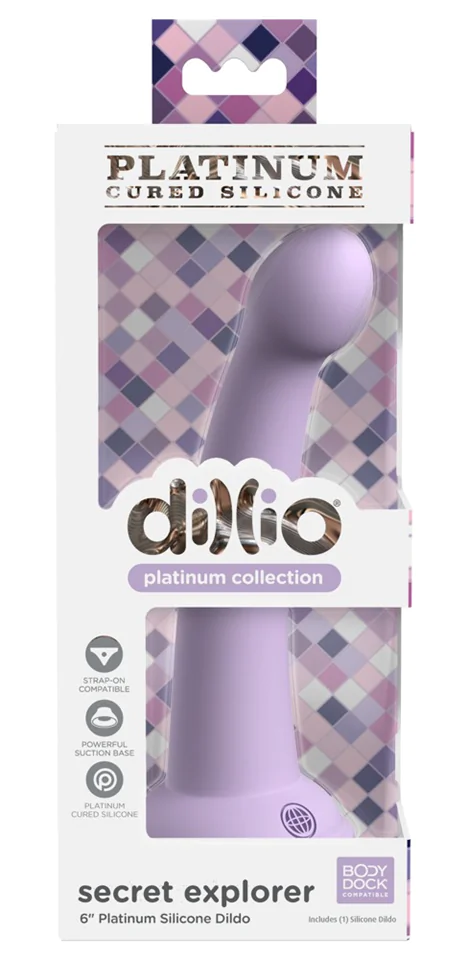 Dillio Secret Explorer - tapadótalpas makkos szilikon dildó (lila)