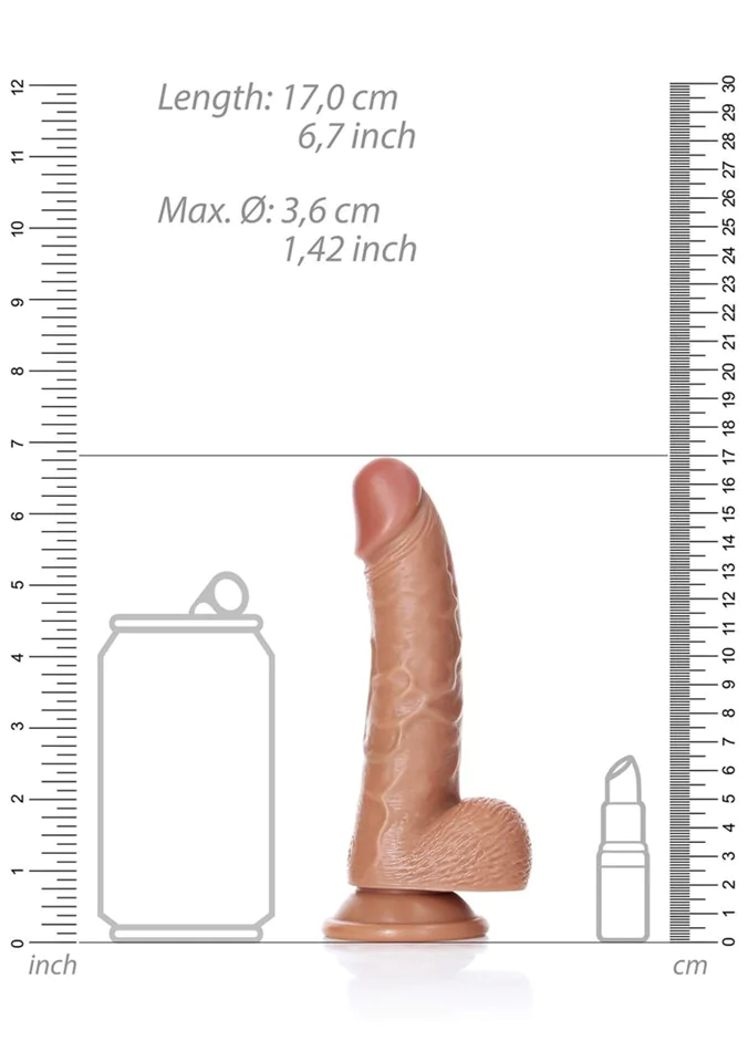 RealRock Curved - tapadótalpas, herés realisztikus dildó - 15,5cm (sötét natúr)