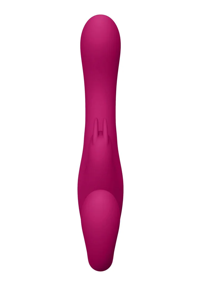 Vive Suki - akkus, tartópánt nélküli felcsatolható vibrátor nyuszis csiklóizgatóval (pink)