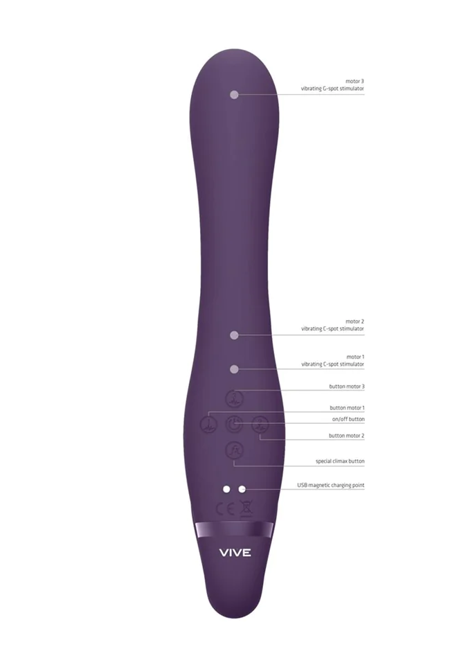 Vive Suki - akkus, tartópánt nélküli felcsatolható vibrátor nyuszis csiklóizgatóval (lila)