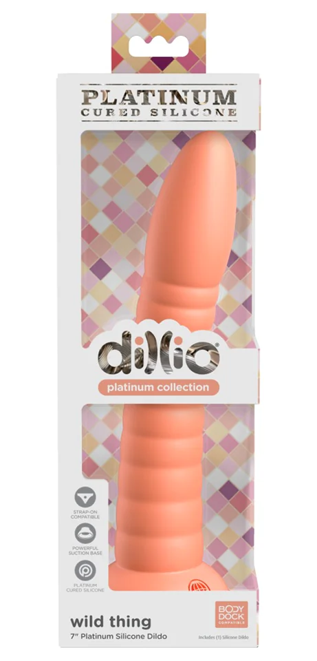 Dillio Wild Thing - tapadótalpas barázdált szilikon dildó (19cm) - narancs