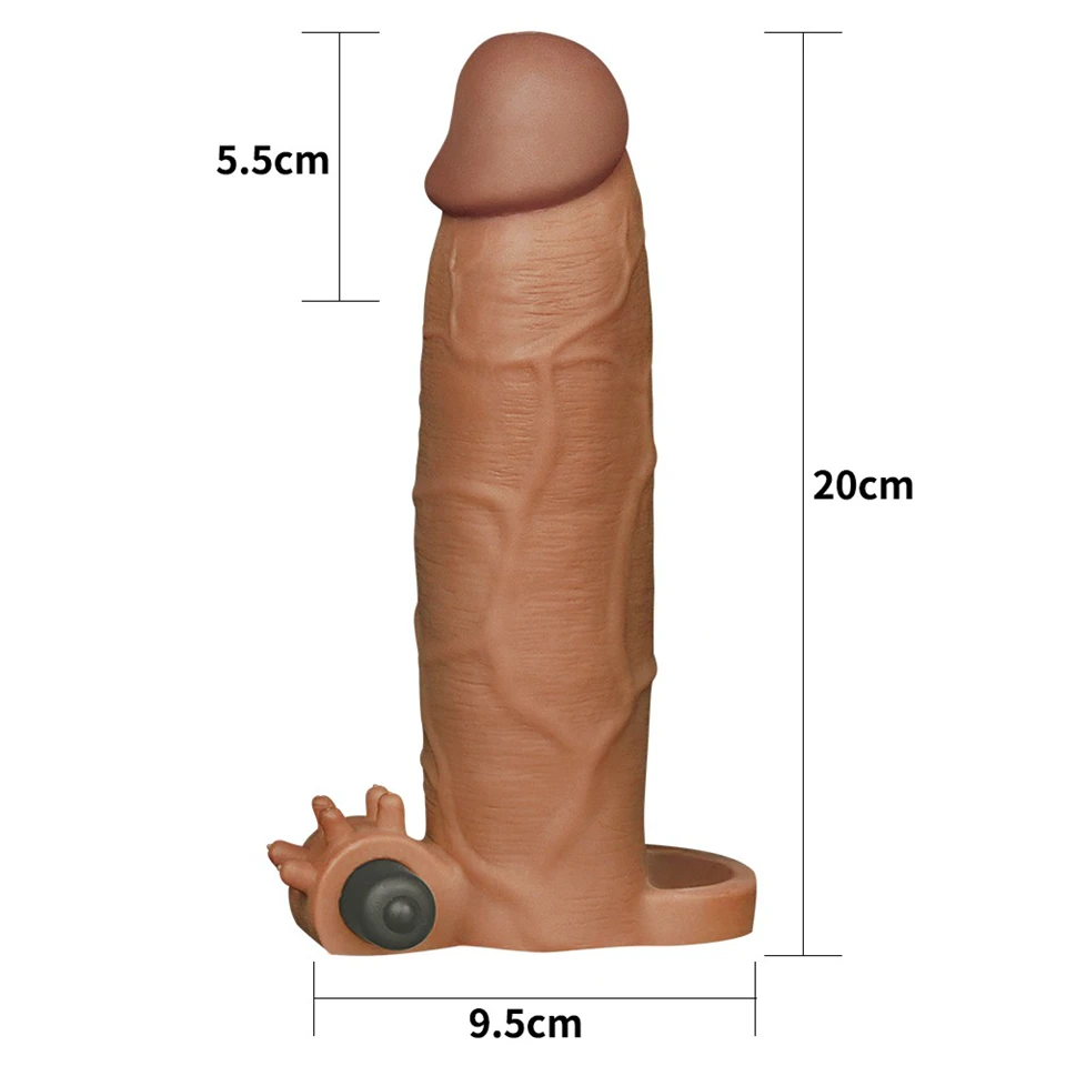 Pleasure X-Tender Vibrating Penis Sleeve #6 Brown