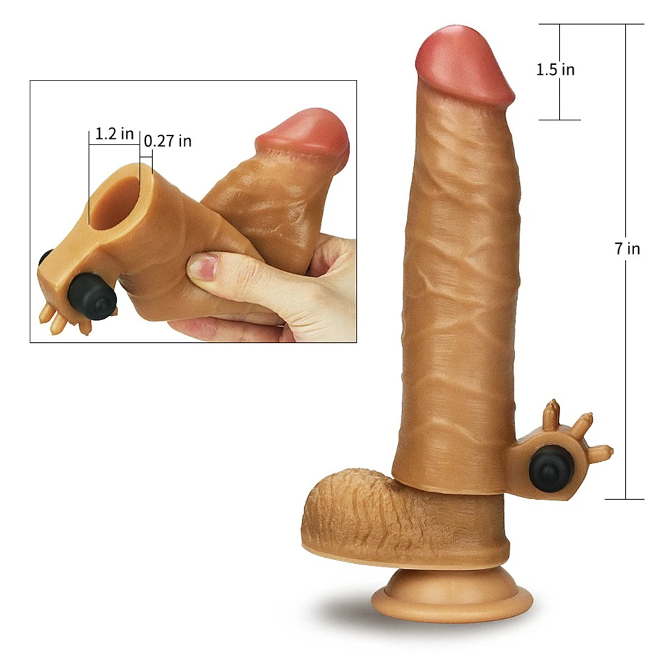 Add 1.5" Vibrating Silicone Extender Brown