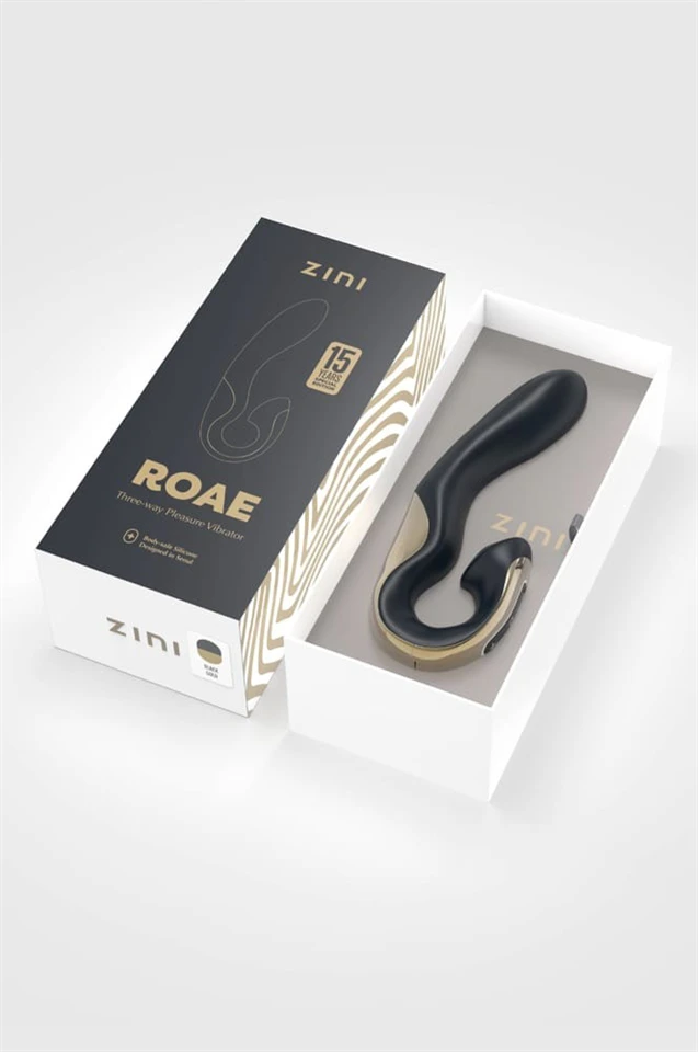 Zini Roae SE Three-way Pleasure Vibrator Black Gold