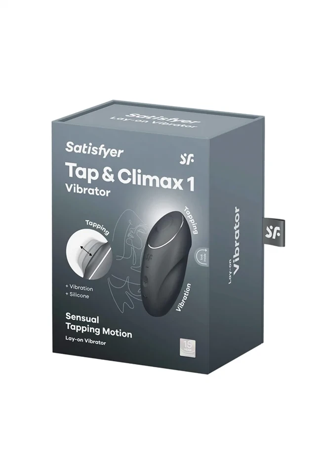 Satisfyer Tap & Climax 1 - 2in1 vibrátor és csiklóizgató (szürke)
