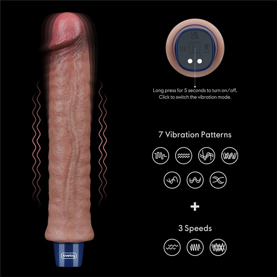 9.5" REAL SOFTEE Rechargeable Silicone Vibrating Dildo
