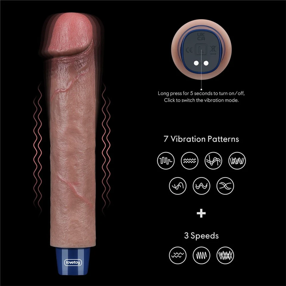9" REAL SOFTEE Rechargeable Silicone Vibrating Dildo