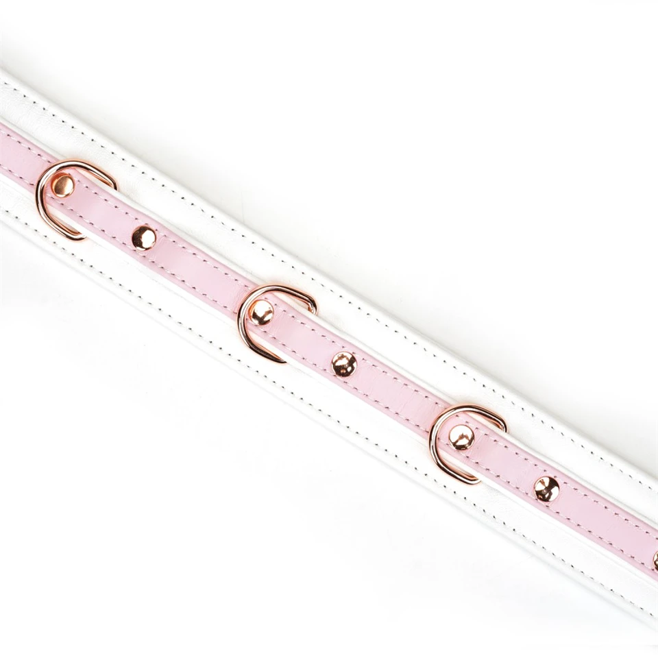 White & Pink Fairy Goat Leather Collar