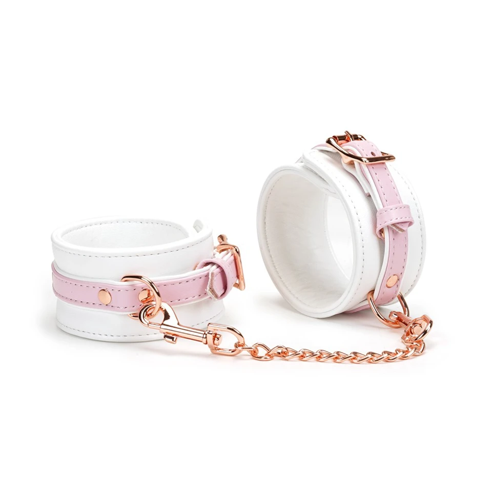 White & Pink Fairy Goat Leather Ankle Cuffs