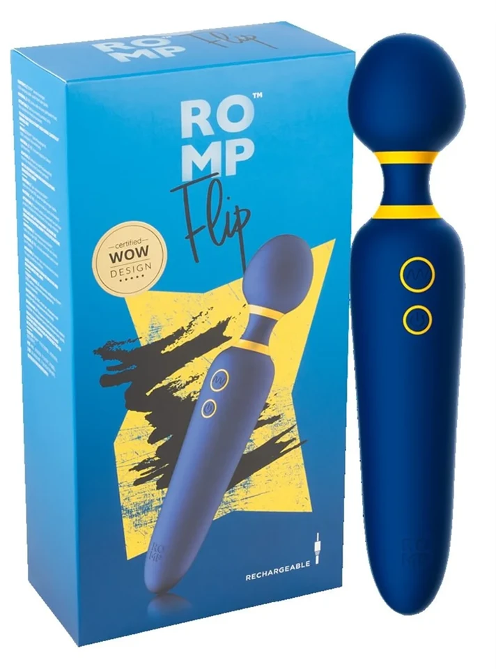 ROMP Flip Wand - akkus, vízálló masszírozó vibrátor (kék)