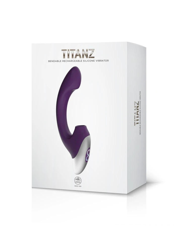 TITANZ 8" SILICONE RECHARGEABLE VIBRATOR IN PURPLE