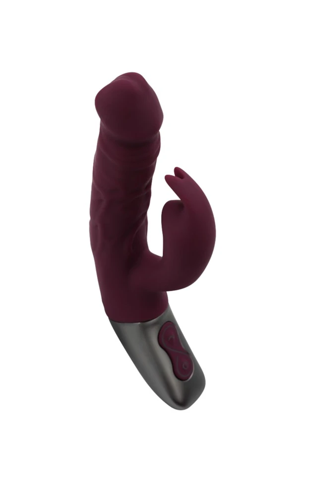 TITANZ 7" SILICONE RECHARGEABLE VIBRATOR IN RUBINE RED