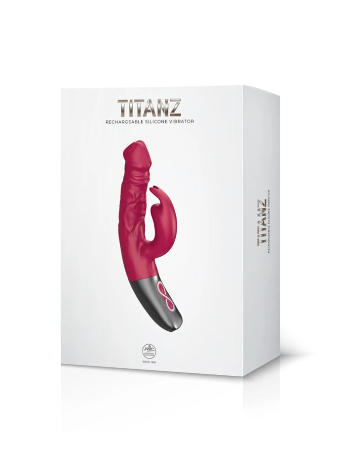 TITANZ 7" SILICONE RECHARGEABLE VIBRATOR IN PINK